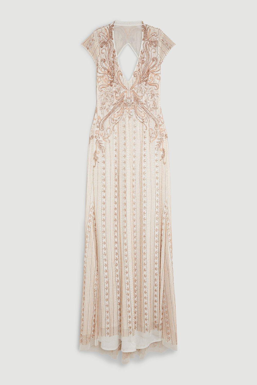 KAREN MILLEN Crystal Embellished Cut Out Maxi Dress | Endource