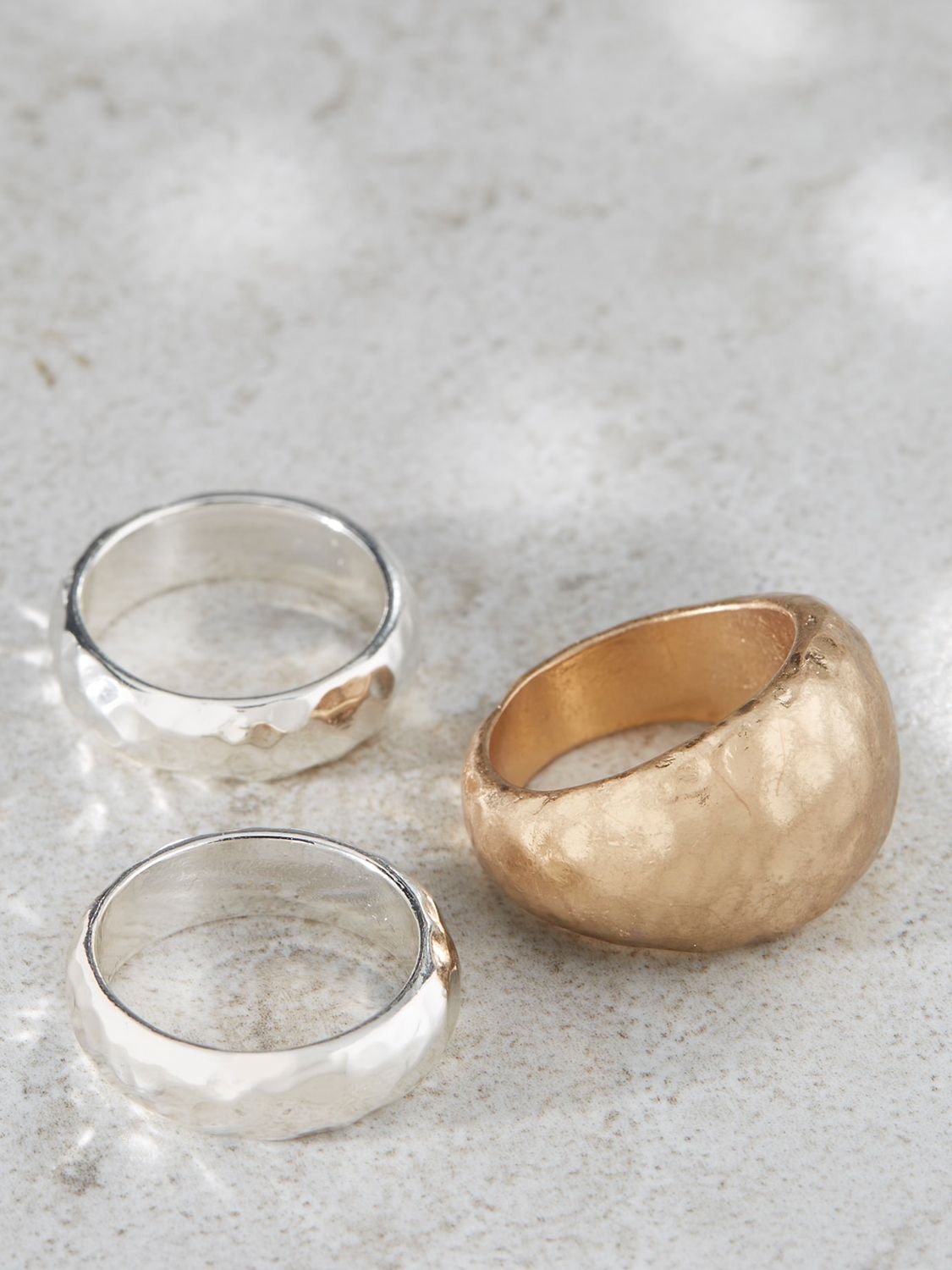 MINT VELVET Textured Stacking Ring in Silver/Gold | endource