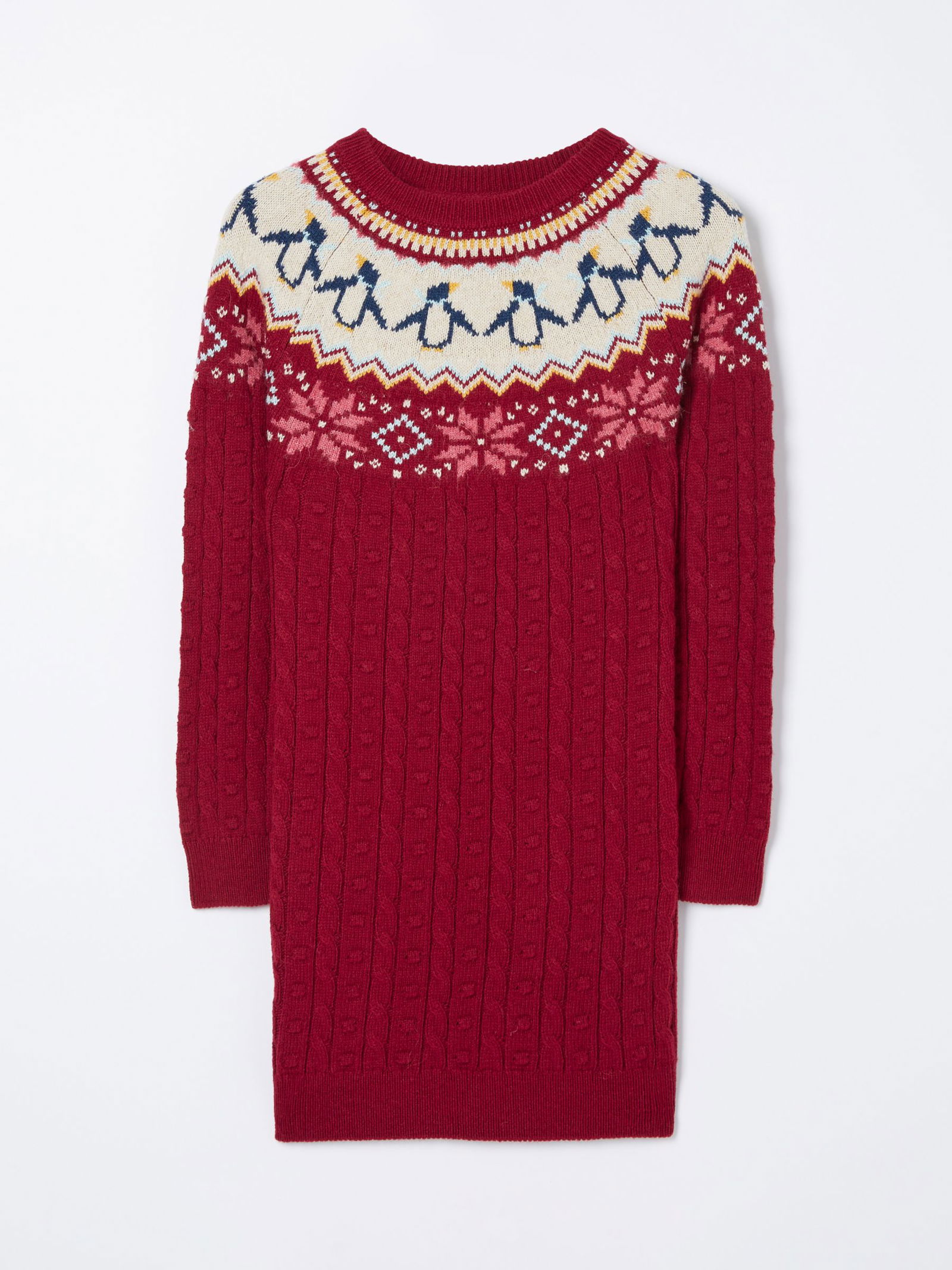 FATFACE Kids' Penguin Fair Isle Knitted Jumper Dress | endource FATFACE Kids' Penguin Fair Isle Knitted Jumper Dress | endource