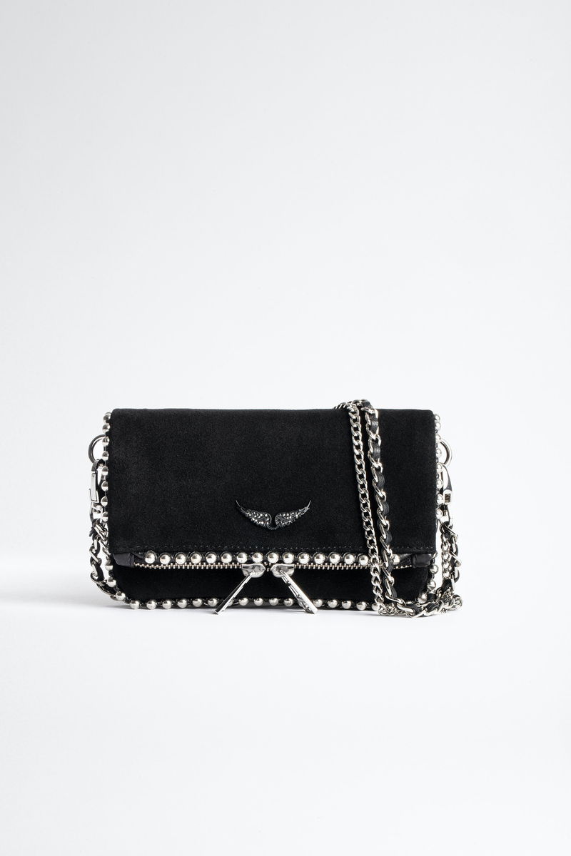 ZADIG & VOLTAIRE Rock Nano Suede Scale Studs Clutch