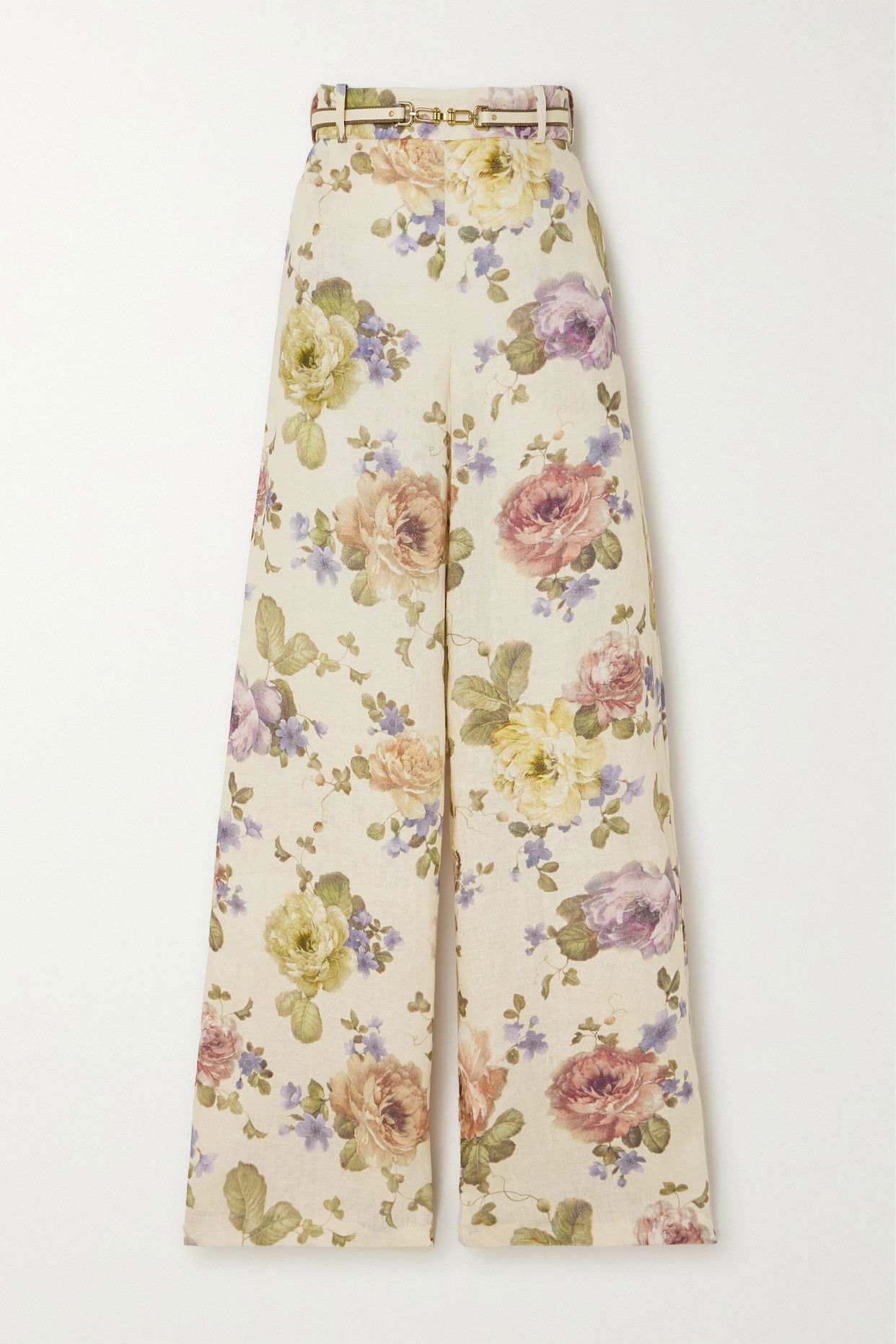 Trousers, Floral Printed Cotton Sateen Wide Leg Trouser