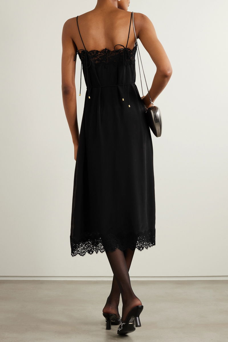 ZIMMERMANN Lace-Trimmed Crepe Midi Dress | endource