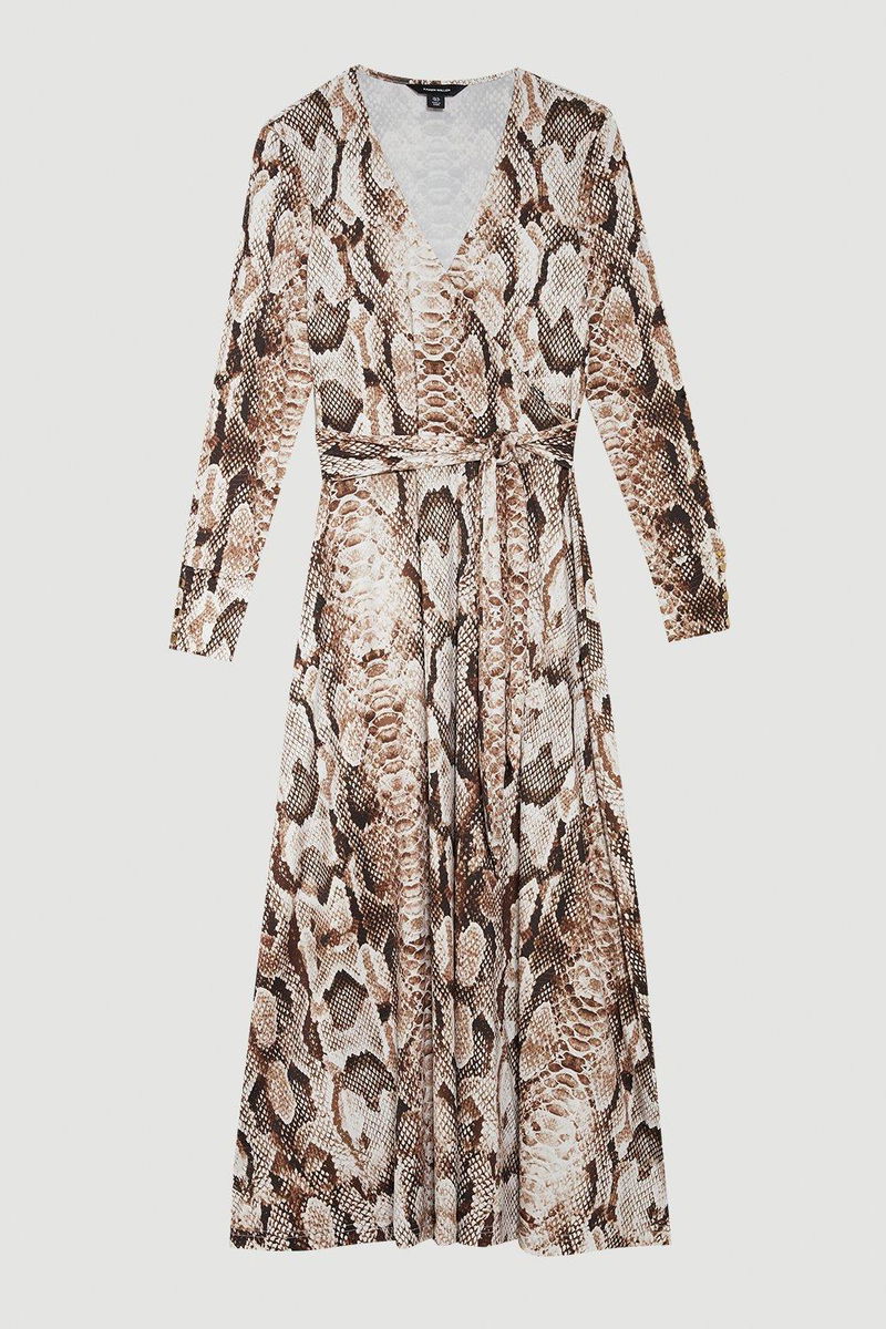stretch matte jersey snake print dress Snake-print stretch-jersey maxi dress - army green