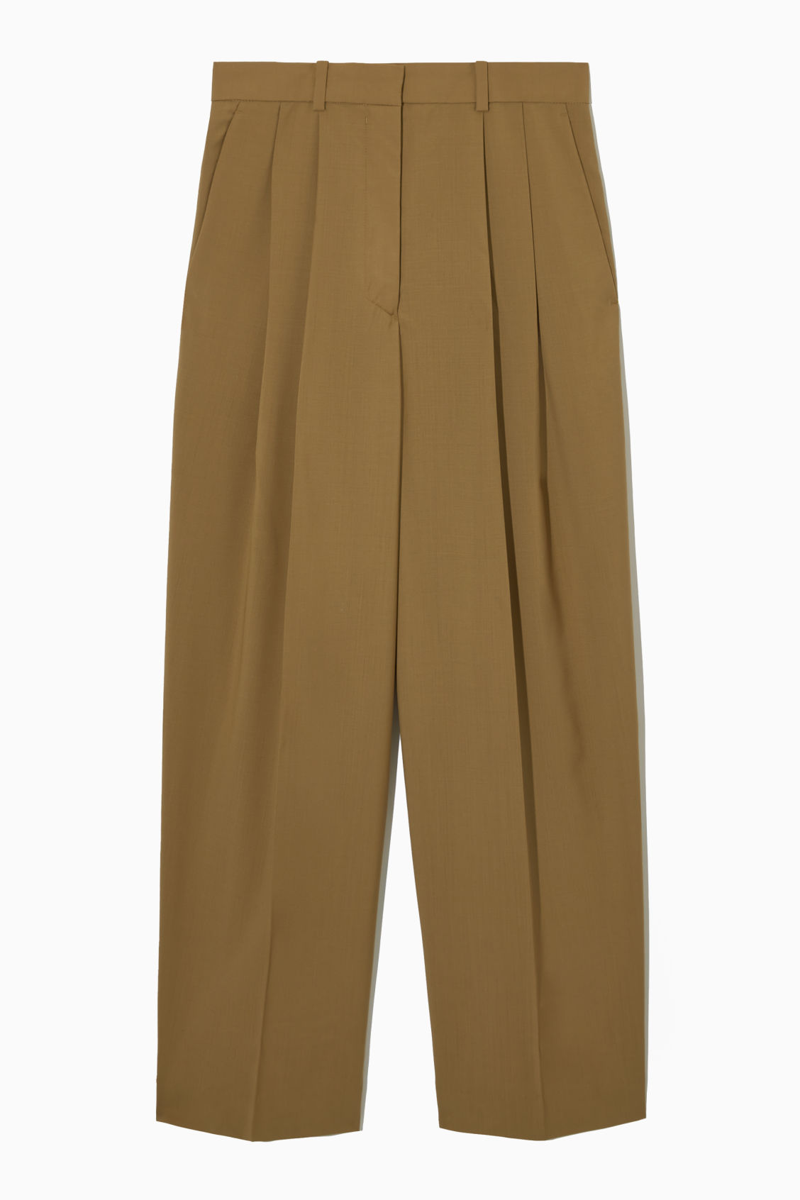 COS Wide-Leg Pleated Trousers in BROWN | Endource