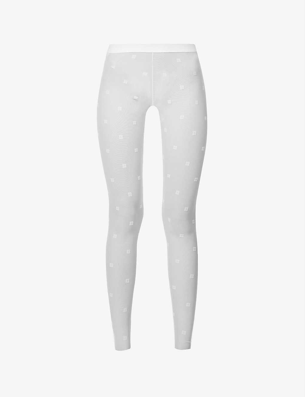GIVENCHY Embroidered High-Rise Stretch-Mesh Leggings in WHITE