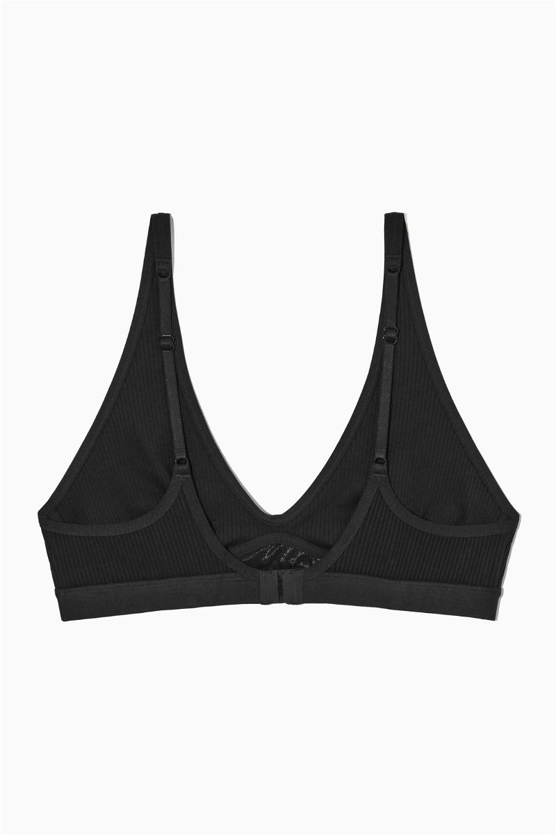 COS Contouring Ribbed Triangle Bra in BLACK