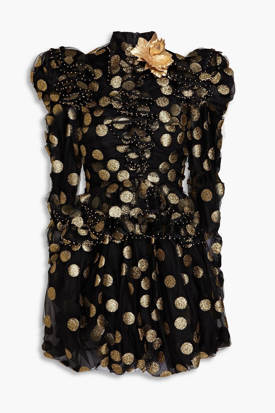 ZIMMERMANN Ruffled Glittered Tulle Mini Dress in Black | Endource
