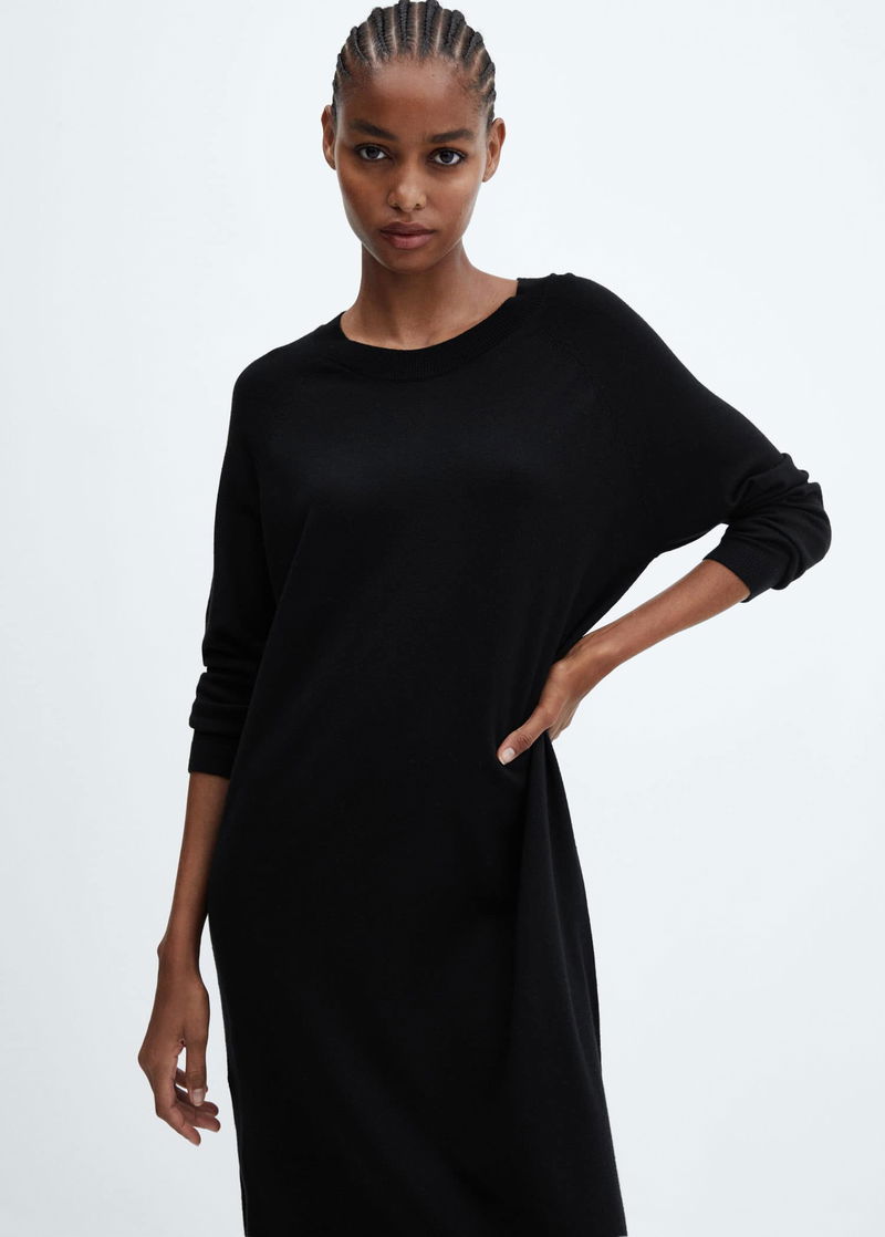 mango round neck knitted dress Knit fabric