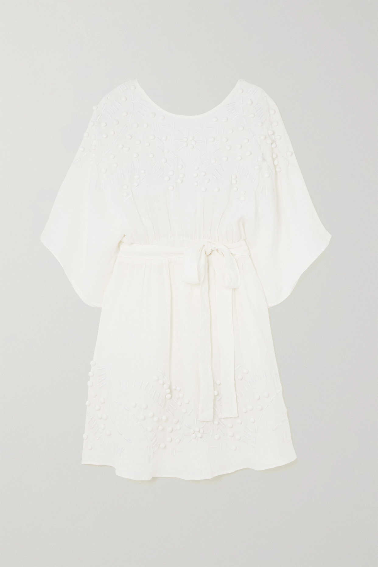 ERES Aphrodite Belted Open-Back Embellished Linen-Voile Dress | endource