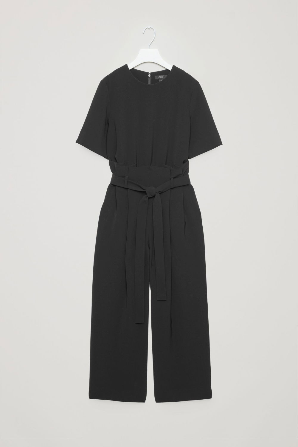 Black Pleated Short Sleeve Jumpsuit