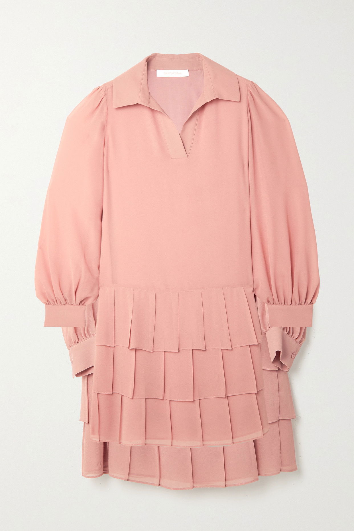 see by chloe pink dress SEE BY CHLOÉ Ruffled Georgette Dress