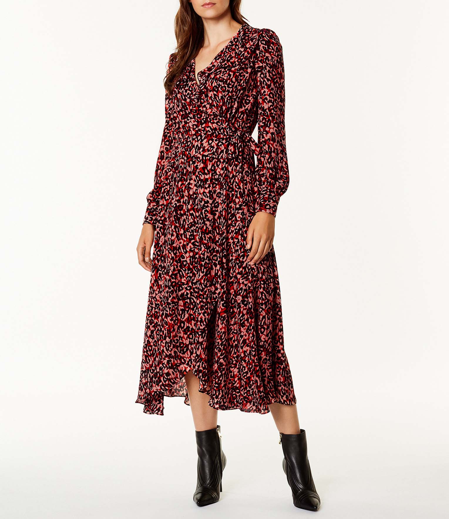 karen millen leopard print maxi dress Leopard Viscose Woven Maxi Dress With Gold Chain Neck Detail