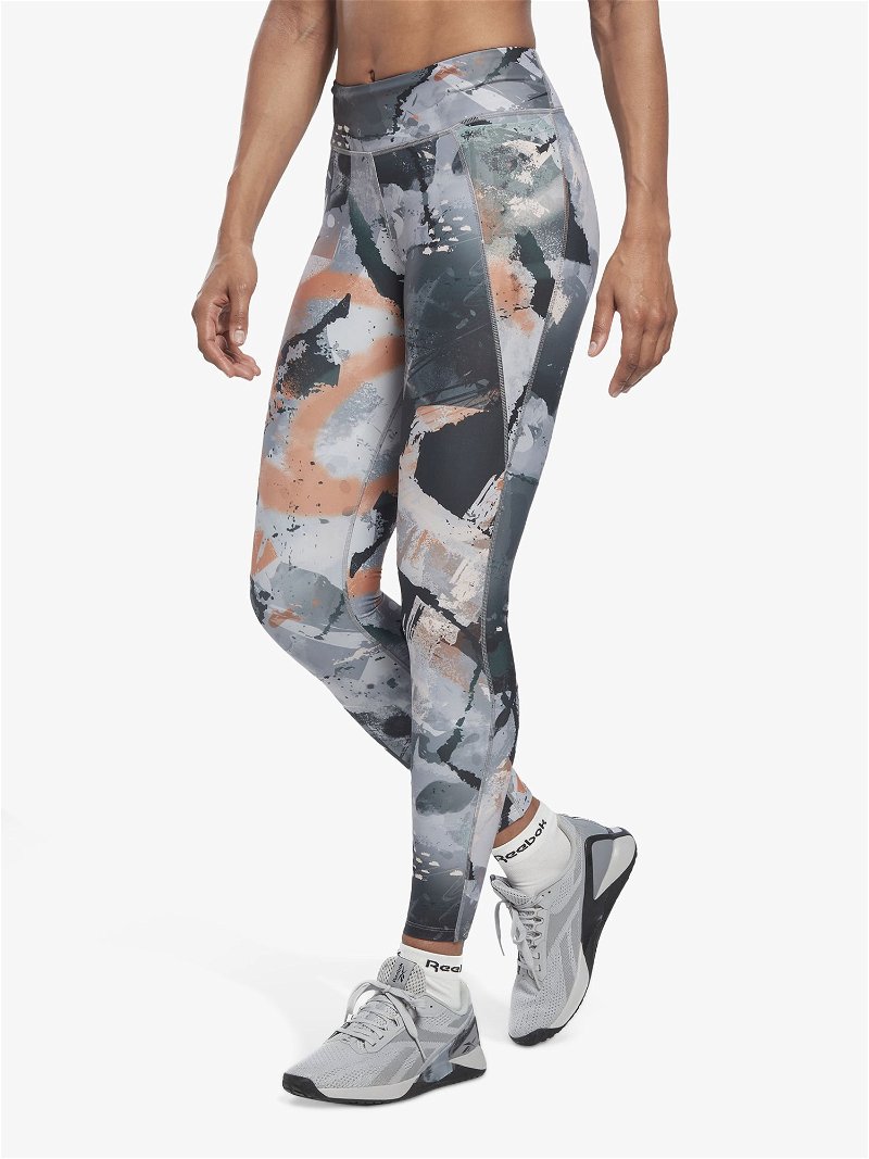REEBOK Lux Allover Print Bold Gym Leggings in Pure Grey 3