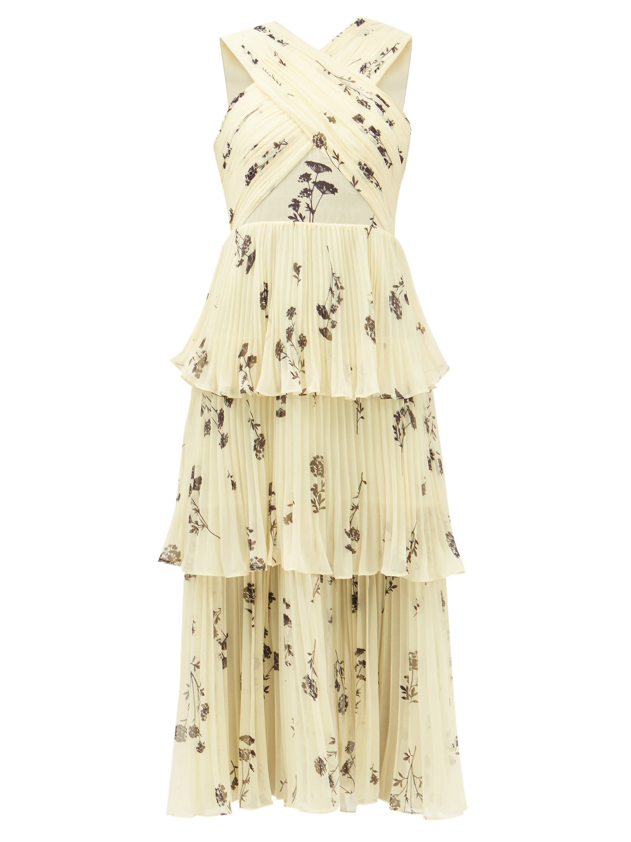 self portrait floral print chiffon tiered midi dress Self-Portrait Floral Tiered Chiffon Midi Dress