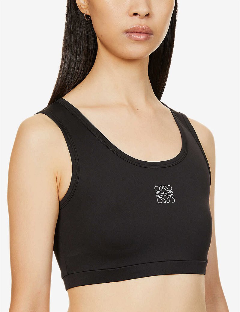 Yellow Neon perforated stretch sports bra