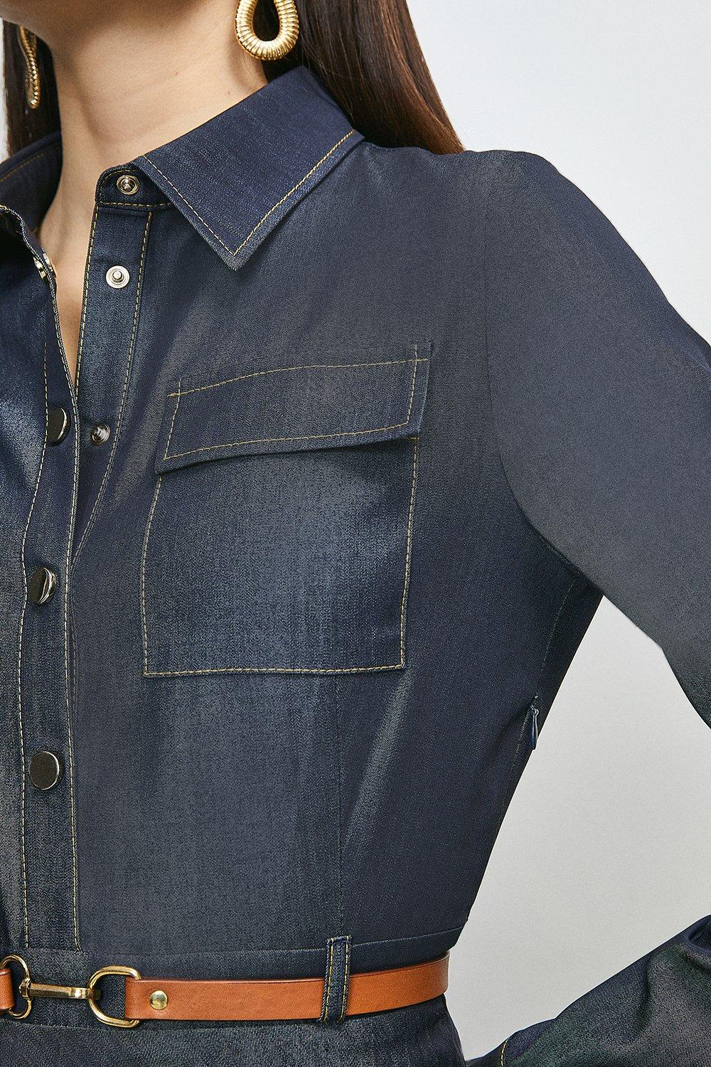 karen millen denim shirt dress Mid Wash KarenMillen Forever Denim Maxi Shirt Dress