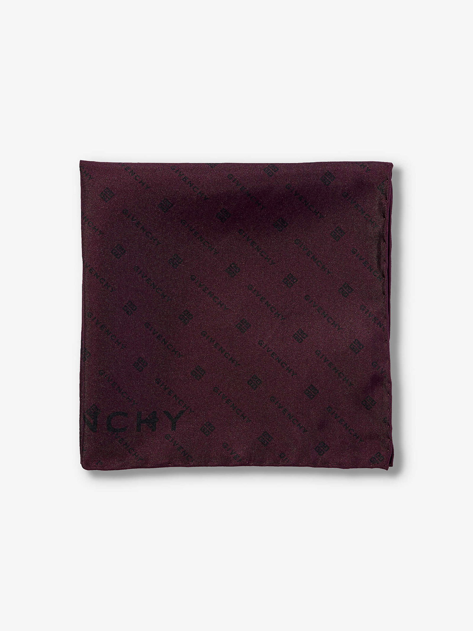 Givenchy 4g Monogram-print Silk Pocket Square in Black for Men