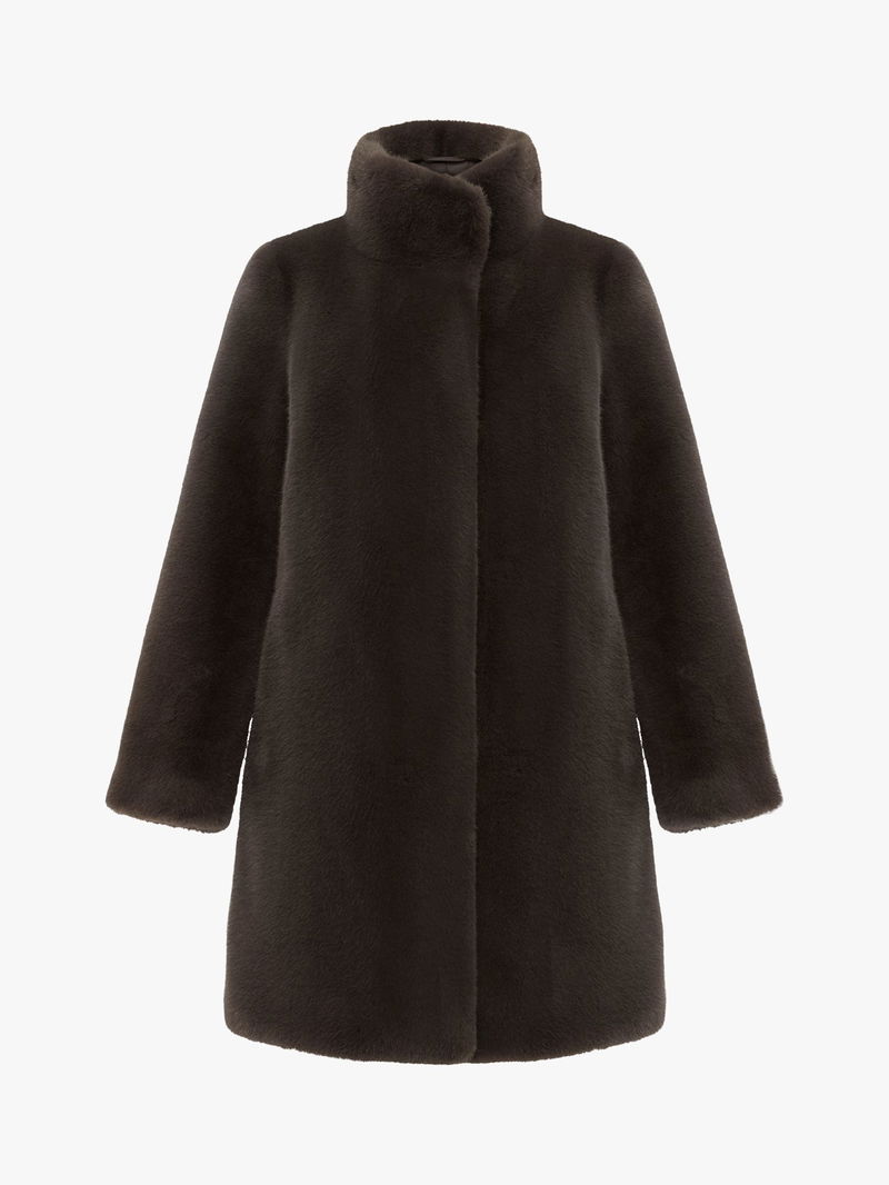 HOBBS Maddox Faux Fur Coat in Charcoal Grey