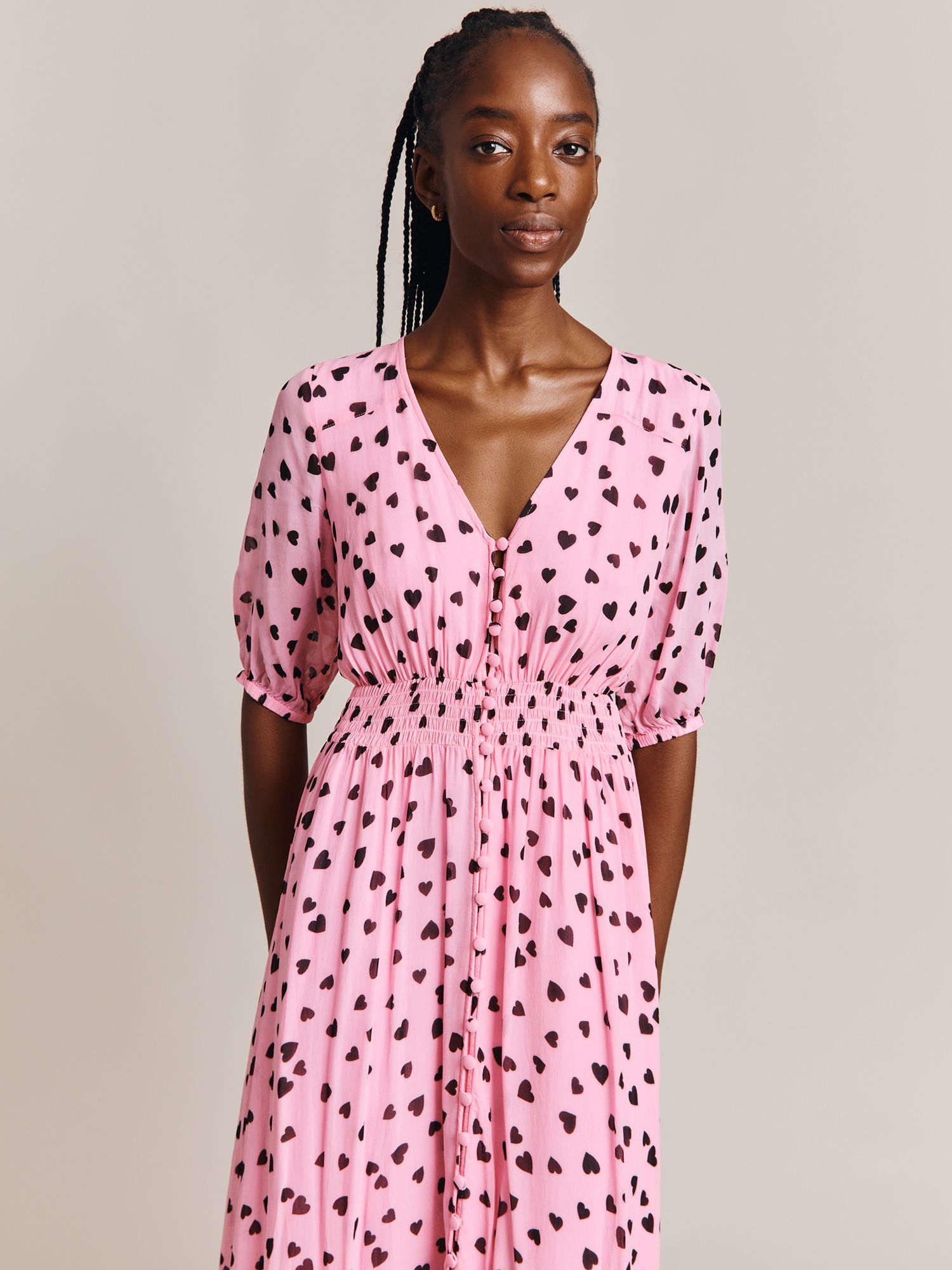 knee length dresses for ladies Threadbare Women's Red Heart Print Ladies' Jersey Side Split Midi Dress