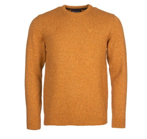 Burnt orange textured wool sweater, close-up shot