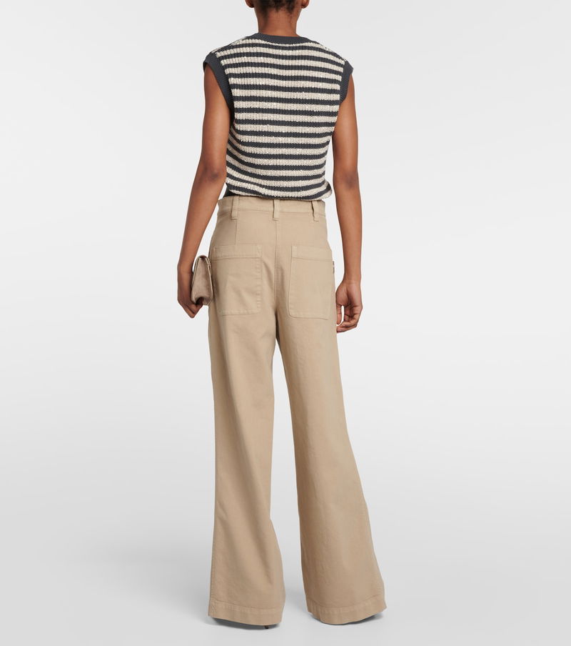 BRUNELLO CUCINELLI Pleated linen-blend corduroy wide-leg pants