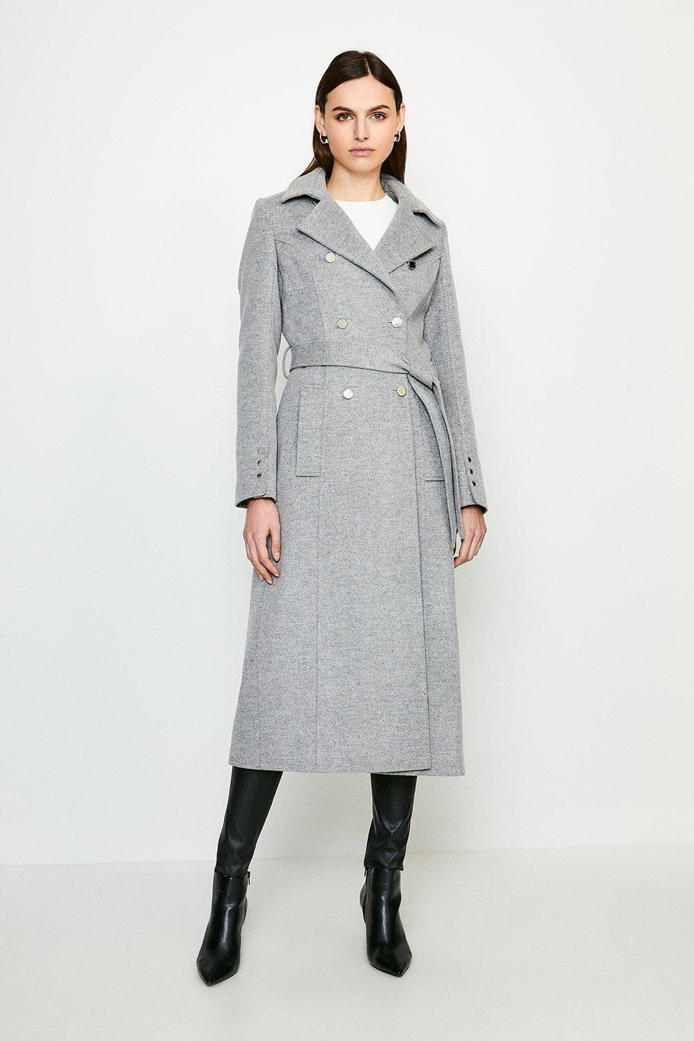 KAREN MILLEN Military Button Belted Maxi Coat Endource