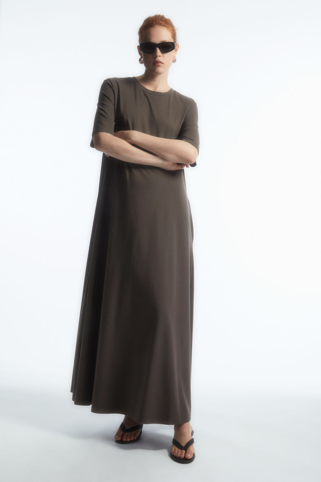 cos maxi shirt dress VOLUMINOUS MAXI SHIRT DRESS - NAVY