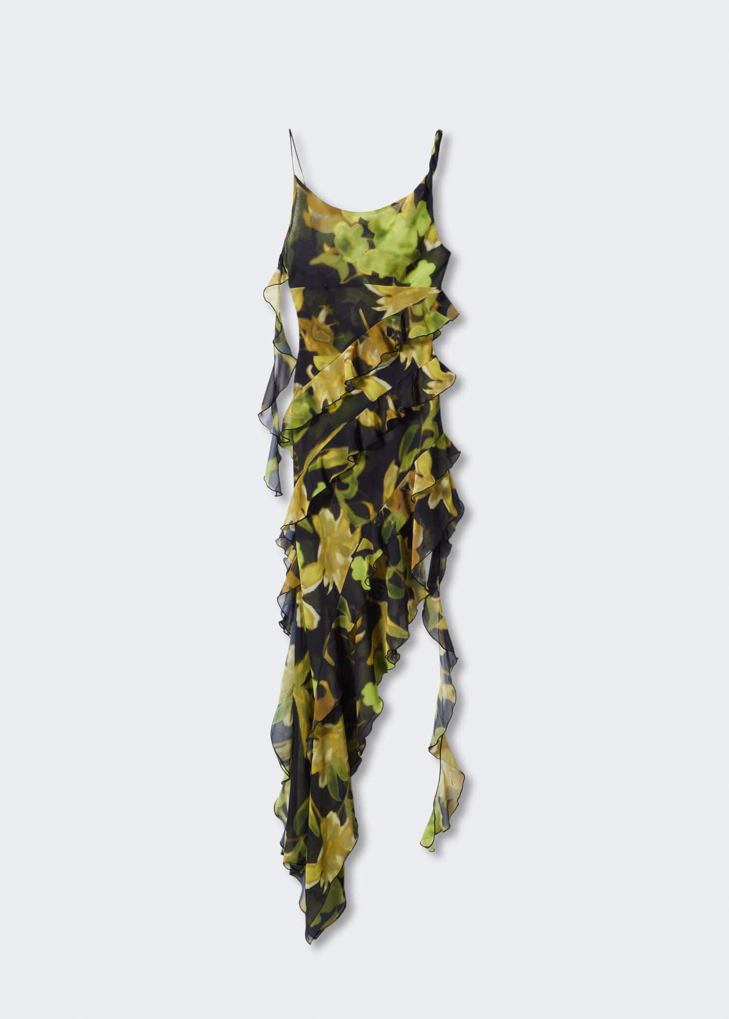 asymmetric ruffled dress mango Asymmetric ruffled dress