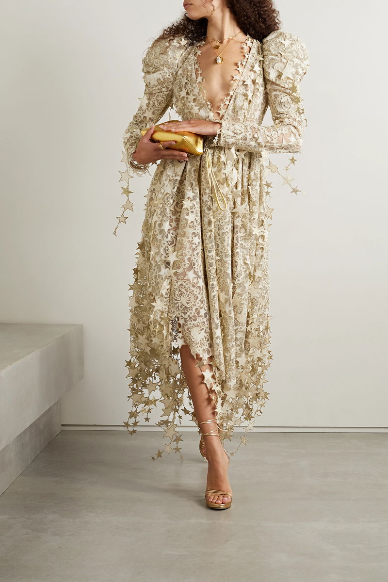 slim fit dress slacks Zimmermann // Gold Lyrical Lurex Long Sleeve Dress – VSP Consignment main image 1