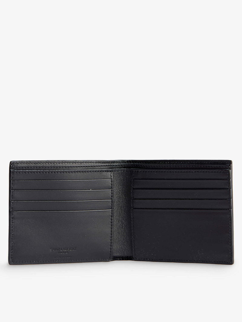 SAINT LAURENT - Branded animal-embossed leather wallet