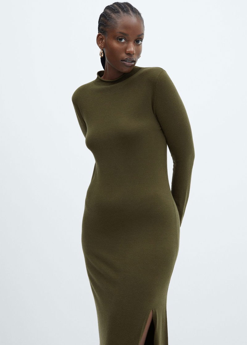 mango green knit dress Boat-Neck Knitted Dress Green main image 0