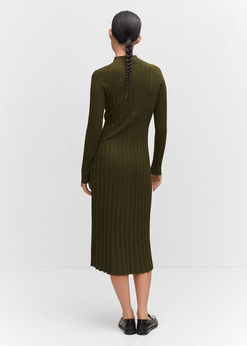 perkins neck ribbed dress mango Women's Perkins-Neck Ribbed Dress