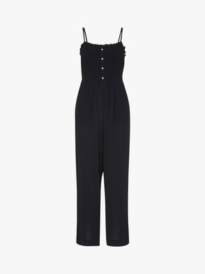 Monsoon Shirred Cropped Jumpsuit, Cobalt at John Lewis & Partners