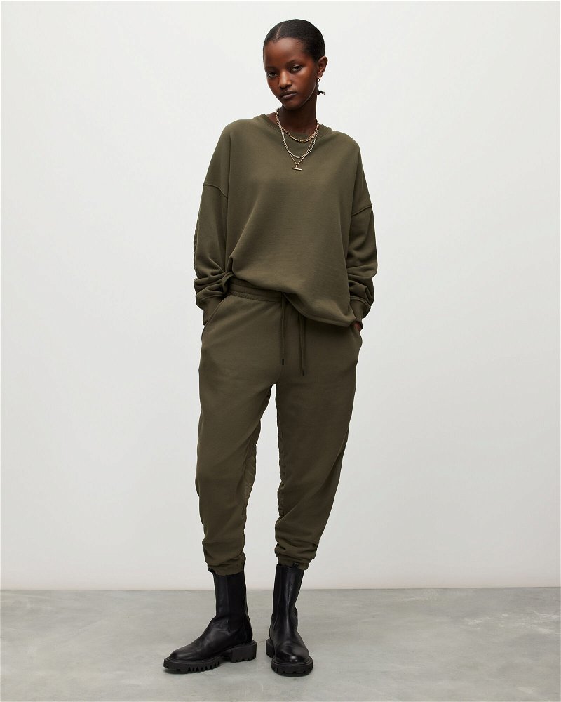 ALLSAINTS Queti Quilted Sweatpants in Olive Night Green