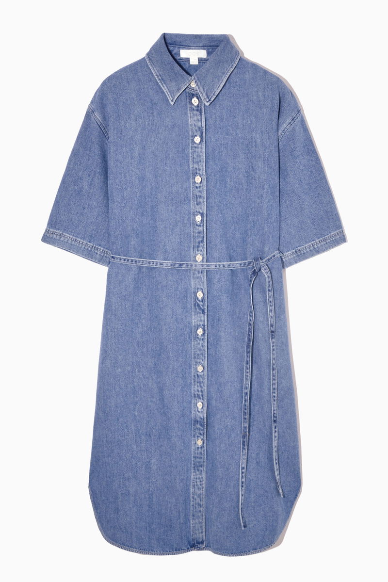 cos denim midi shirt dress COS Denim Midi Shirt Dress