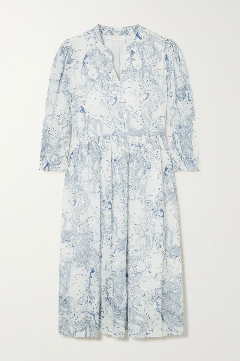 see by chloe cotton midi dress SEE BY CHLOÉ Printed Cotton And Silk-Blend Crepon Midi Dress