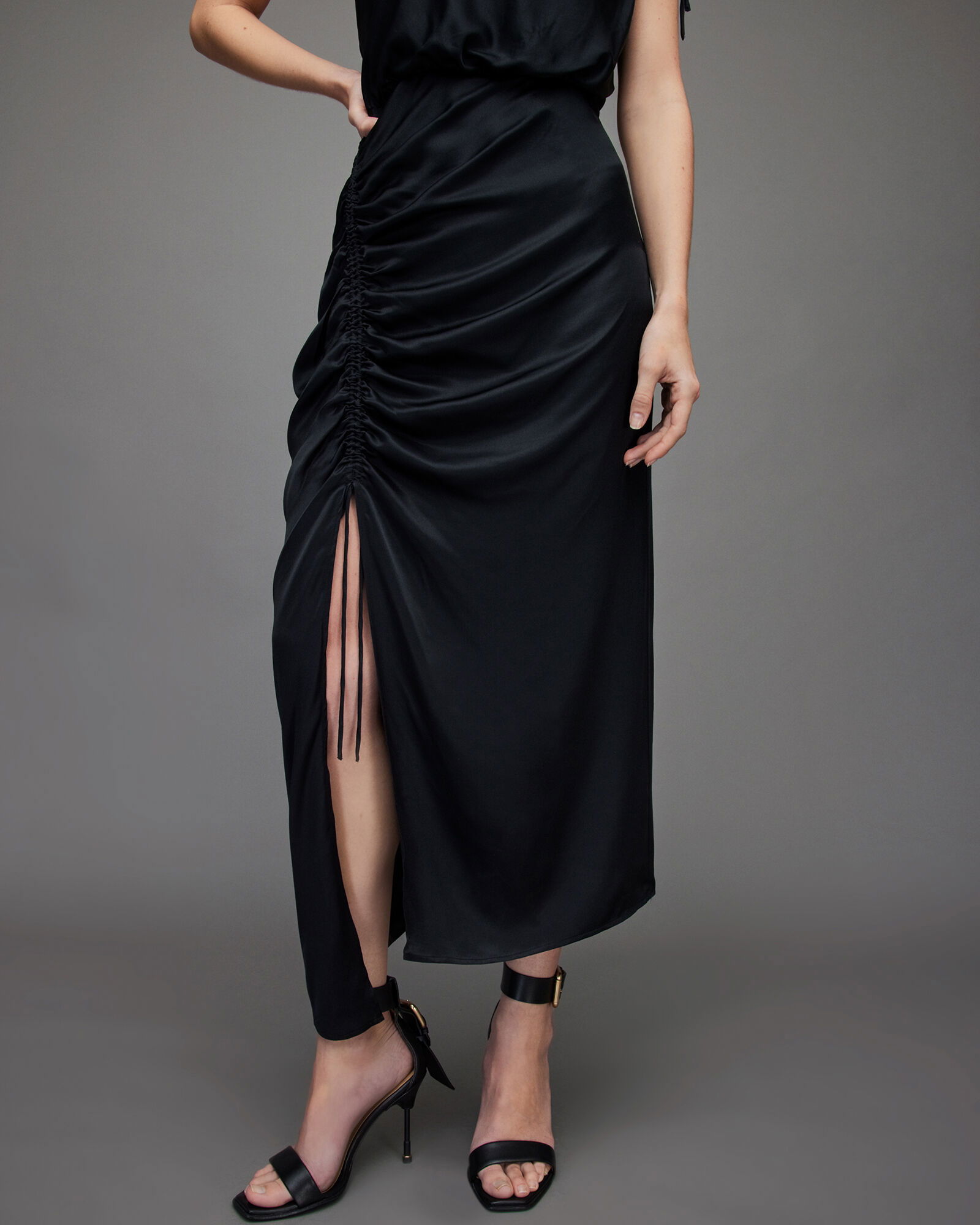 knee length dresses for ladies Rihoas Satin One Shoulder Maxi Dress main image 0