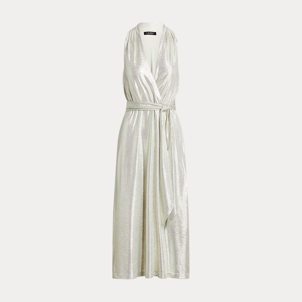 ralph lauren metallic halter dress LAUREN Jersey Cocktail long skirt