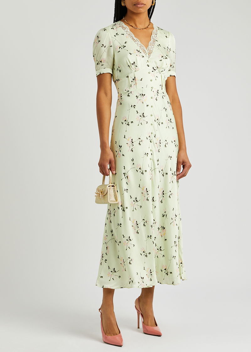 SELF-PORTRAIT Floral-Print Satin Midi Dress | endource