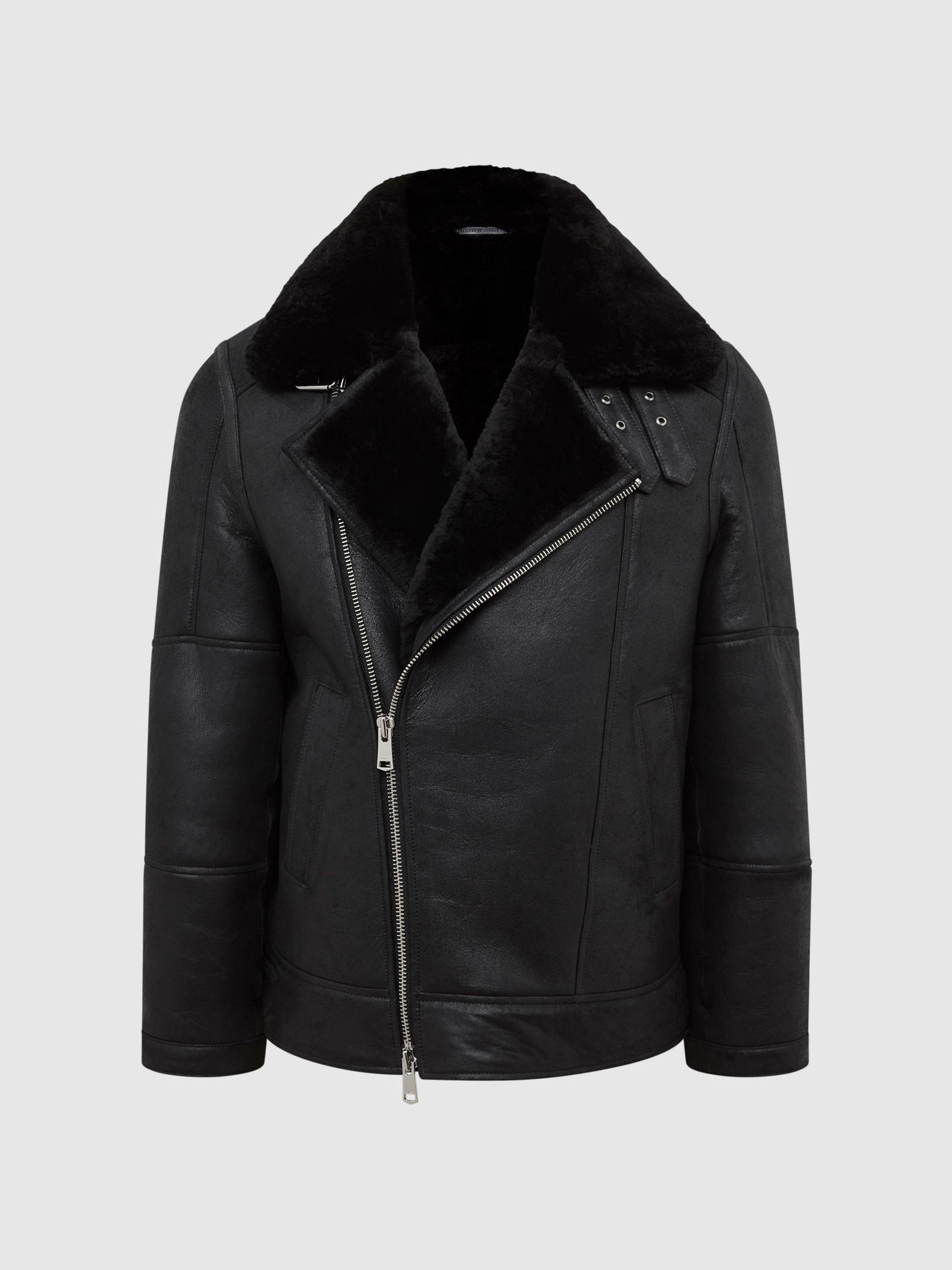 Sherpa Jacket Topman Shearling Biker Jacket In Black Topman Black