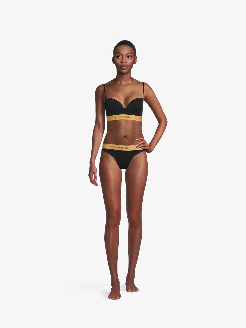CALVIN KLEIN Embossed Holiday Push Up Bralette in Black W Old Gold WSB