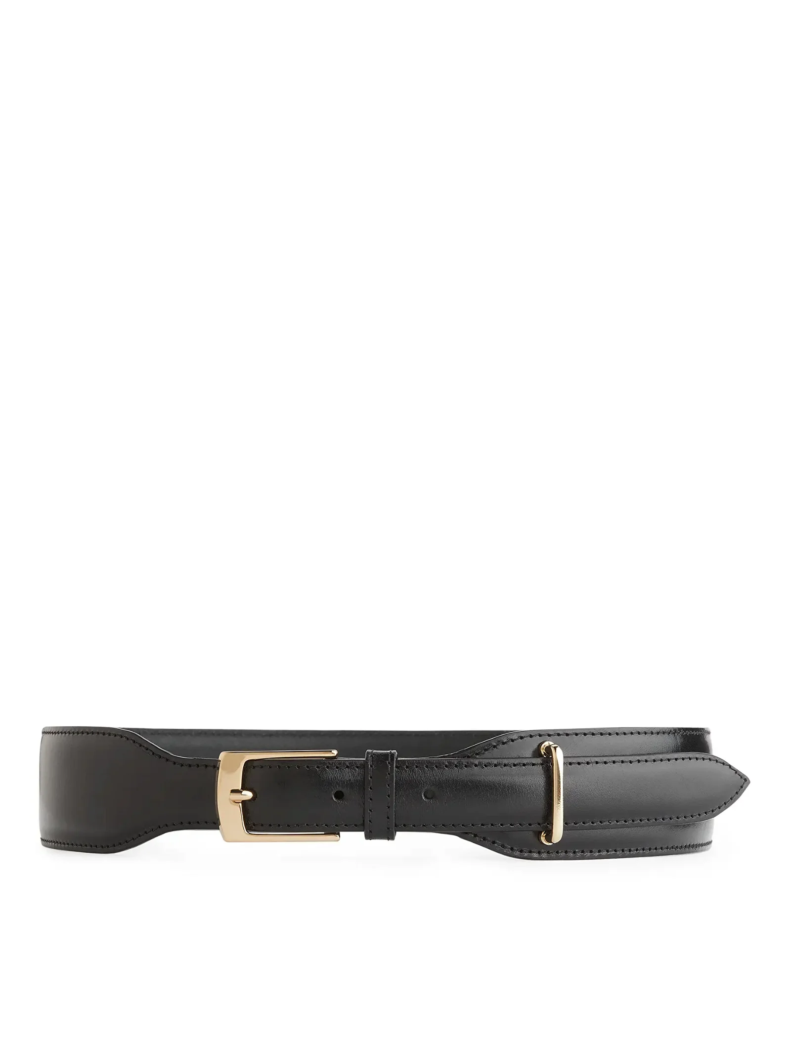 ARKET High Waist Leather Belt in Black | Endource