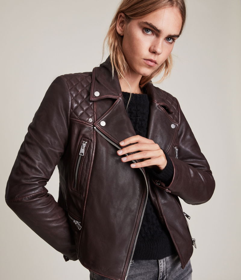 Cargo Quilted Leather Biker Jacket