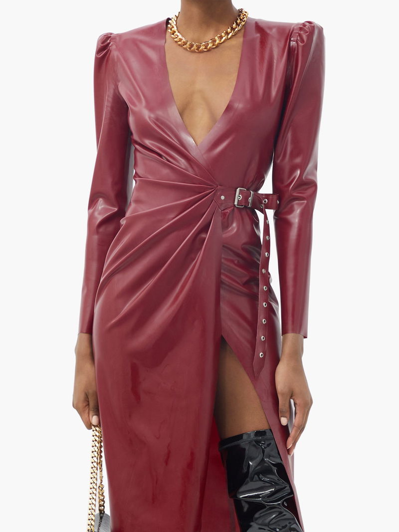 leather and mesh dress Faux Leather Mini Dress with Mesh Contrast L / Black / 01380 main image 1