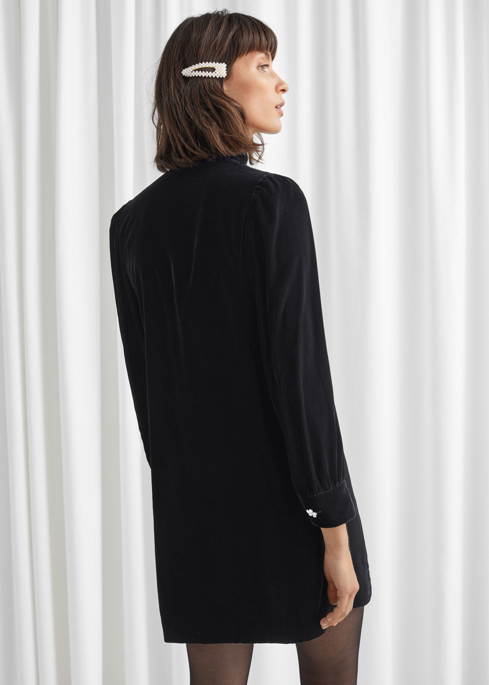 & OTHER STORIES Velvet Crystal Button Mini Dress | endource