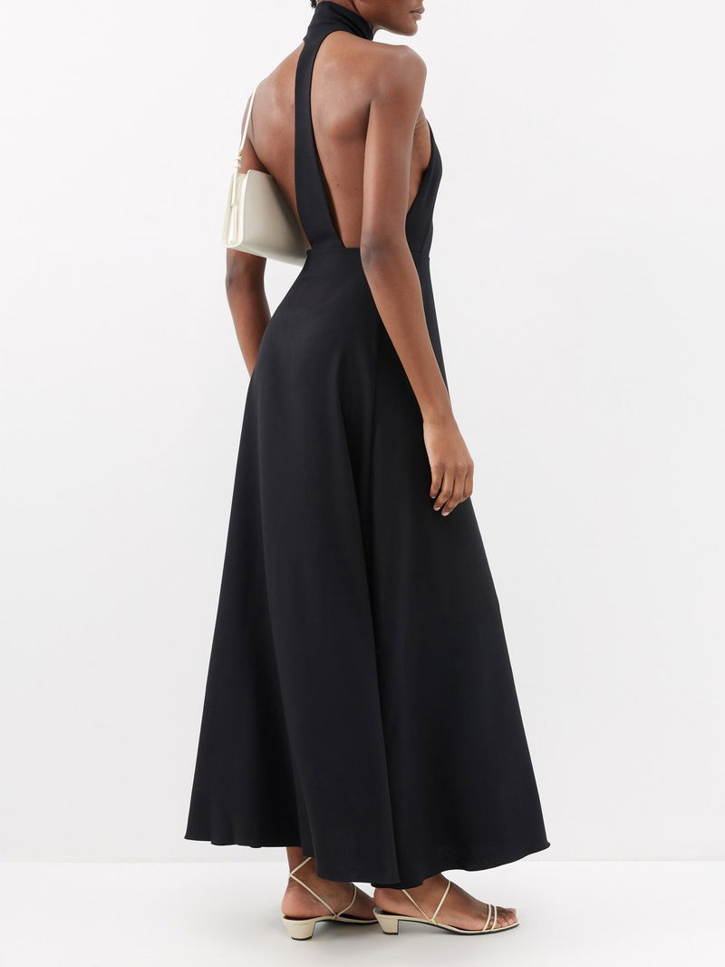 slim fit dress slacks Plunge Halter Dress - Stone