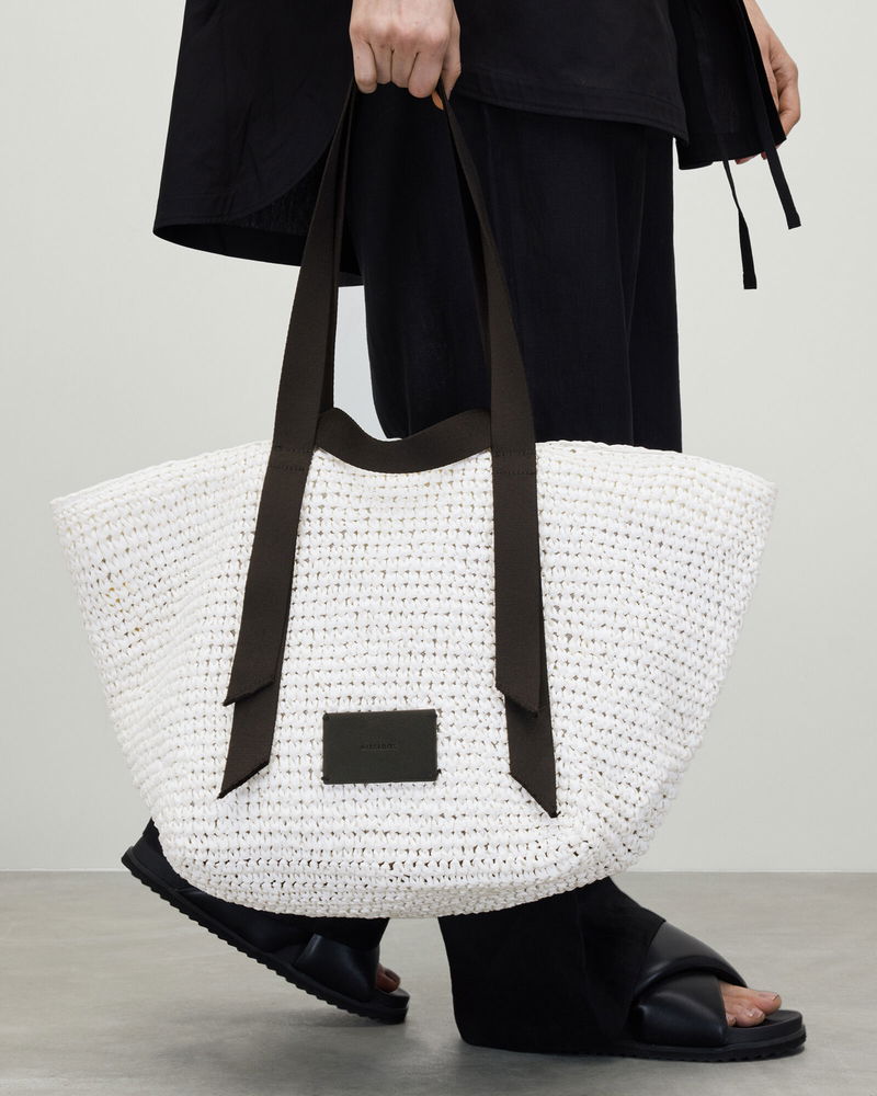 ALLSAINTS Jacqueline Straw Tote Bag in Ivory White Endource