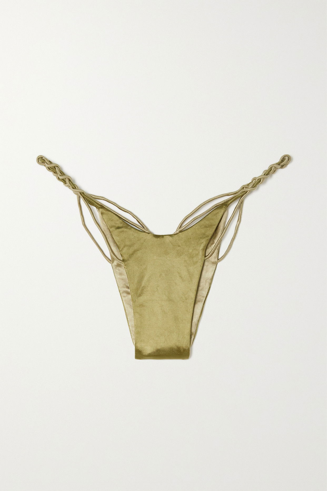 ISA BOULDER Cable-Knot Tie-Detailed Bikini Briefs in Green