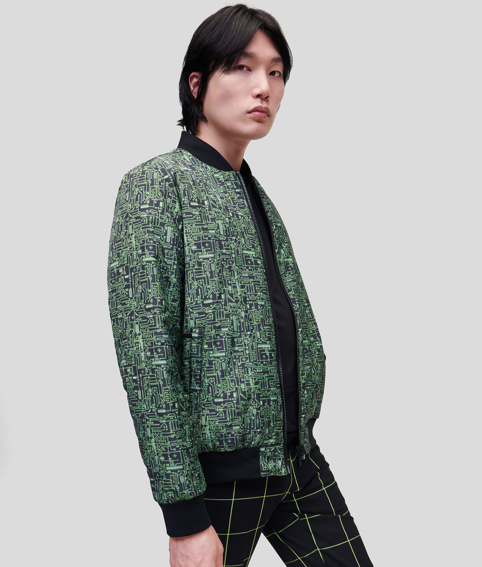 KARL LAGERFELD Reversible Bomber Jacket in Silver | Endource