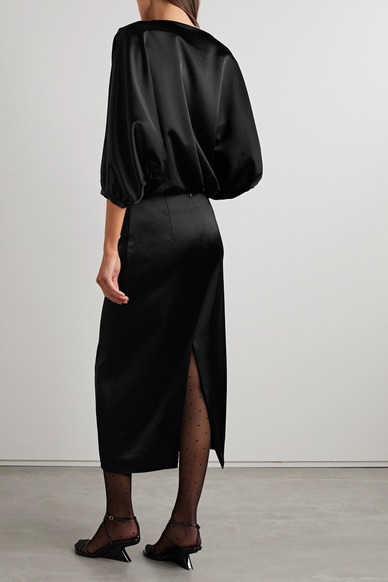 knee length dresses for ladies Satin slip dress black  TOTEME